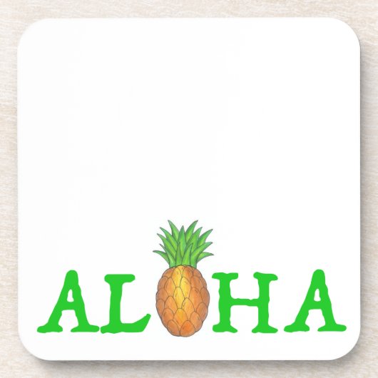 ALOHA Tropical Hawaiian Island Ananas Obst Getränkeuntersetzer (Vorderseite)
