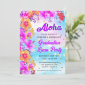 Aloha Tropical Hawaiian Luau Graduation Party Einladung (Stehend Vorderseite)
