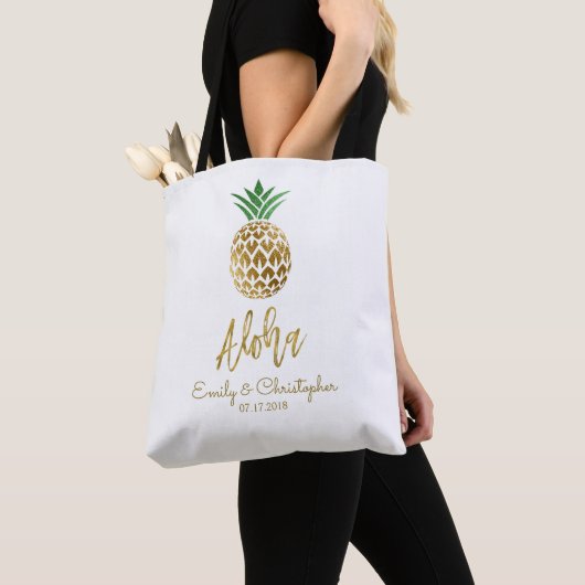 Aloha Tropical Hawaiian Pineapse Gastgeschenk Hoch Tasche (Von Nahem)