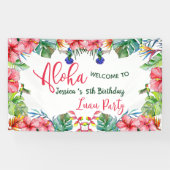 Aloha Tropical Hibiskus Hawaiian Birthday Party Banner (Horizontal)