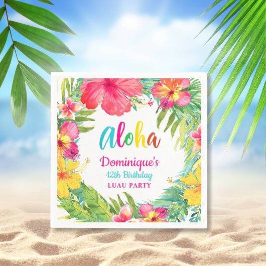 Aloha Tropical Hibiskus Luau Party Birthday Paper Serviette