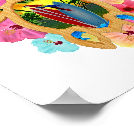 Aloha Tropical Honu Sea Turtle Poster (Ecke)