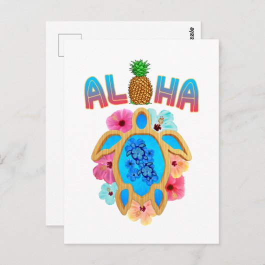Aloha Tropical Honu Sea Turtle Postkarte (Vorne/Hinten)