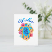 Aloha Tropical Honu Sea Turtle Postkarte (Stehend Vorderseite)