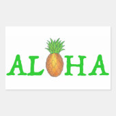 ALOHA Tropical Island Hawaiian Ananas Hallo Rechteckiger Aufkleber (Vorderseite)