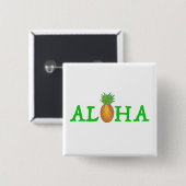 ALOHA Tropical Island Hawaiian Ananas Obst Button (Vorne & Hinten)