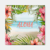 Aloha Tropical Island Paradise Palmen und Blume Magnet (Vorne)