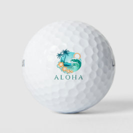 Aloha Tropical Island Scene Golfball
