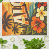 Aloha Tropical Island Sunset Artwork Geschirrtuch (Gefaltet)