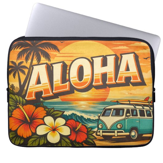 Aloha Tropical Island Sunset Artwork Laptopschutzhülle (Vorderseite)
