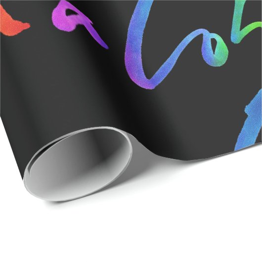 Aloha - Tropical Lettering Black - Hawaii Hawai'i Geschenkpapier (Rolleneckpunkt)