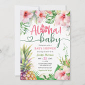 Aloha! Tropical Luau Baby Shower Girl Pink Einladung (Vorderseite)