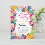 Aloha Tropical Luau Babydusche Einladung (Stehend Vorderseite)