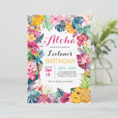 Aloha Tropical Luau Birthday Einladung (Stehend Vorderseite)