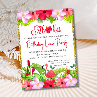 Aloha Tropical Luau Birthday Party Einladung