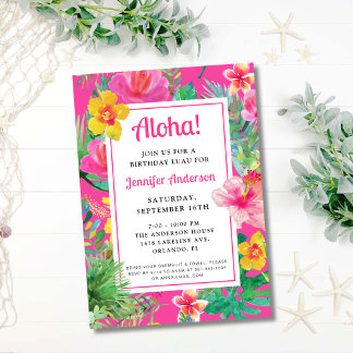 Aloha Tropical Luau Birthday Party Einladung