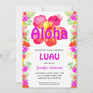 Aloha Tropical Luau Birthday Party Einladung