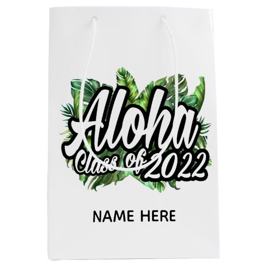 Aloha Tropical Luau Class of 2022 Graduation Party Mittlere Geschenktüte (Vorderseite)