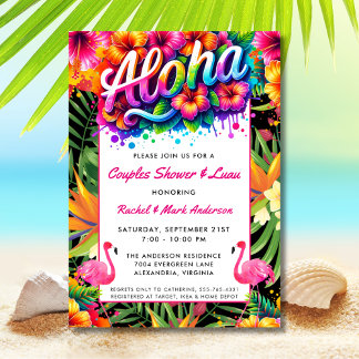 Aloha Tropical Luau Couples Bridal Shower Einladung