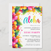 Aloha Tropical Luau Glitzer Graduation Party Einladung (Vorderseite)