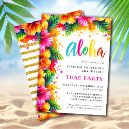 Aloha Tropical Luau Glitzer Graduation Party Einladung