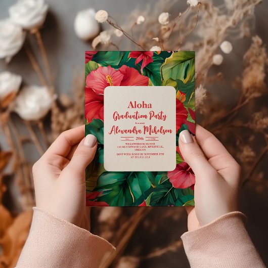 Aloha Tropical Luau Graduation Party Einladung