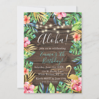 Aloha Tropical Luau Hawaiian Birthday Einladung