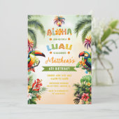 Aloha Tropical Luau Hawaiian Boy Birthday Party Einladung (Stehend Vorderseite)