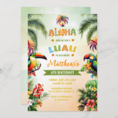 Aloha Tropical Luau Hawaiian Boy Birthday Party Einladung (Vorne/Hinten)