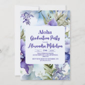 Aloha Tropical Luau Party Abschluss Lila Einladung (Vorderseite)