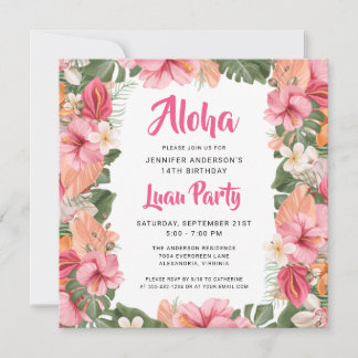Aloha Tropical Luau Party Geburtstag Einladung