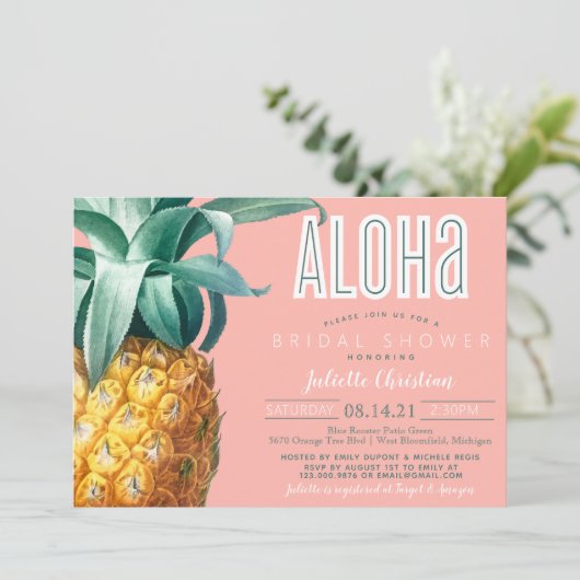 Aloha Tropical Luau Summer Brautparty  Einladung (Stehend Vorderseite)