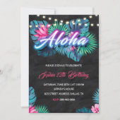 Aloha Tropical Neon Birthday Einladung (Vorderseite)