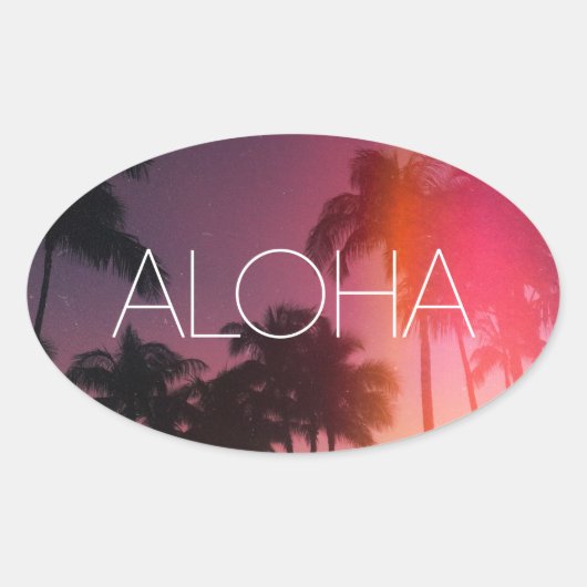 Aloha Tropical Night Ovaler Aufkleber (Vorderseite)