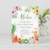 Aloha Tropical Obstdusche Einladung (Stehend Vorderseite)