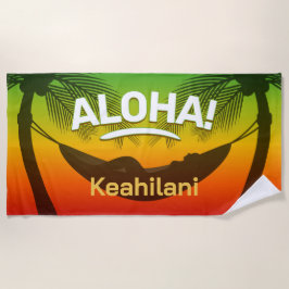 ALOHA Tropical Palm and Sunset Strandtuch