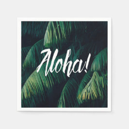 Aloha Tropical Palm Blätter Typografie Serviette