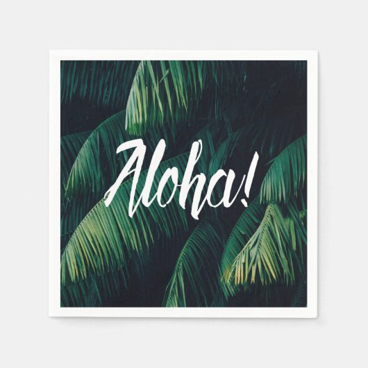 Aloha Tropical Palm Blätter Typografie Serviette (Vorderseite)
