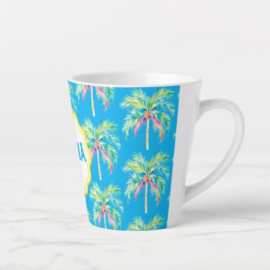 Aloha Tropical Palm Tree Blue Latte Tasse (Rechts)