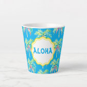 Aloha Tropical Palm Tree Blue Latte Tasse (Vorderseite)