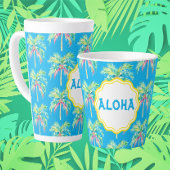 Aloha Tropical Palm Tree Blue Latte Tasse