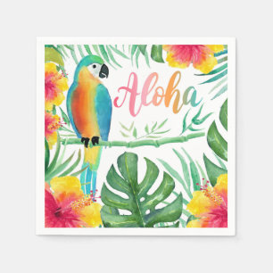 Aloha Tropical Parrot Hibiskus Palm Serviette