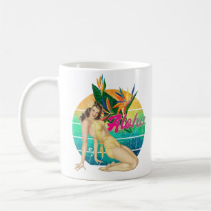 Aloha Tropical Pin-up Mädchen Retro-Sonnenuntergan Kaffeetasse