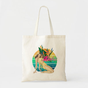 Aloha Tropical Pin-up Mädchen Retro-Sonnenuntergan Tragetasche
