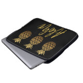 Aloha Tropical Pineapass Black and Gold Foil Laptopschutzhülle (Vorne Knopf)