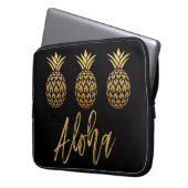 Aloha Tropical Pineapass Black and Gold Foil Laptopschutzhülle (Vorderseite Links)