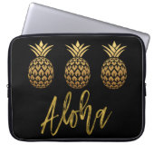 Aloha Tropical Pineapass Black and Gold Foil Laptopschutzhülle (Vorderseite)