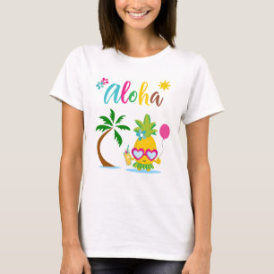 Aloha Tropical Pineapel Luau Party T-Shirt