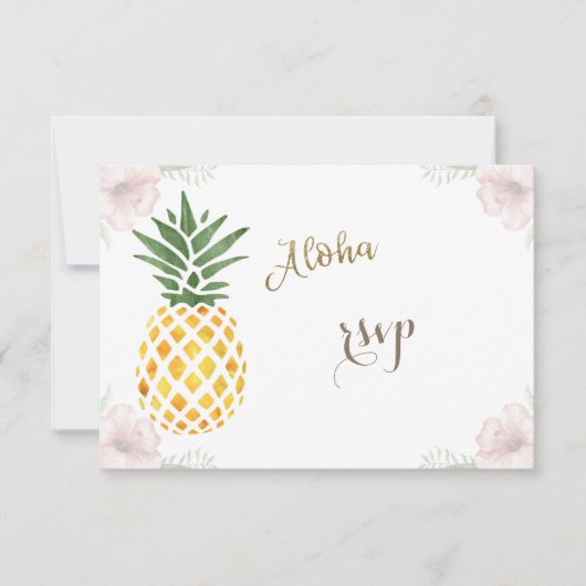 Aloha Tropical Pineaple Beach Wedding UAWG RSVP Karte (Vorderseite)