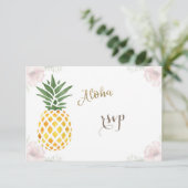 Aloha Tropical Pineaple Beach Wedding UAWG RSVP Karte (Stehend Vorderseite)